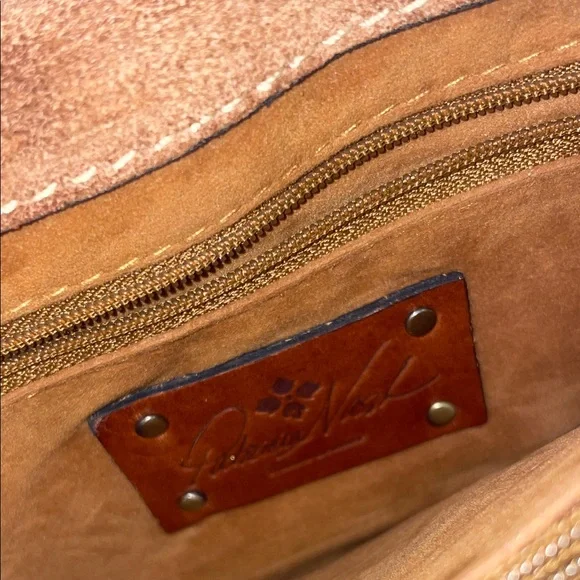 Patricia Nash Pink & Blue Polkadot Leather Purse Pinnacle Pushlock Crossbody Bag - Picture 7 of 17